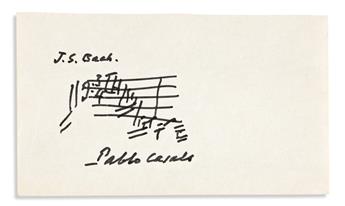 CASALS, PABLO. Two items Signed: Autograph Letter * Autograph Musical Quotation.